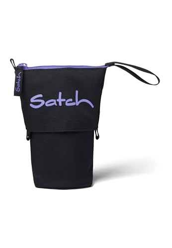 satch Pencil Slider extra groß inkl. Trennfach Reißverschlussfach Stiftehalter Geodreieck Sichtfenster für Stundenplan Purple Phantom - Schwarz Federmäppchen