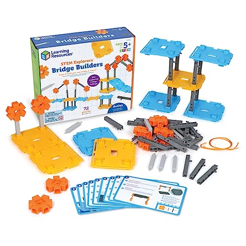 Learning Resources LER9461 STEM Explorers Brückenbauer, 72-teiliges Bauspielzeug für Kinder ab 5 Jahren, MINT-Projekte, logisches Denken, Einheitsgröße