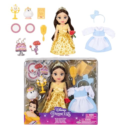 Jakks Pacific Disney Princess Bella Geschenkset, 15 cm Puppe mit Zubehör, gelb, One Size