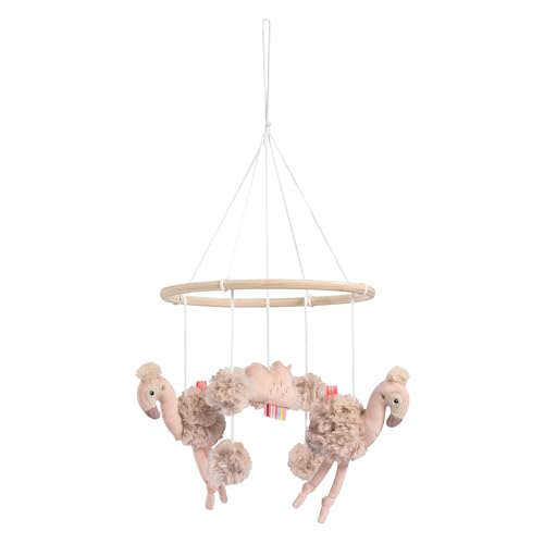 Fehn Holz-Mobile Flamingo, Holz-Mobile zur Beruhigung & Beschäftigung mit niedlichen Stoff-Figuren für Babys von 0-5 Monaten, Ø 22 cm, abwaschbar