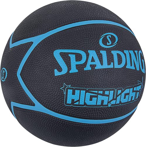 Spalding Highlight Ball 84356Z, Unisex Basketball in Schwarz, Größe 7 EU aus Gummi