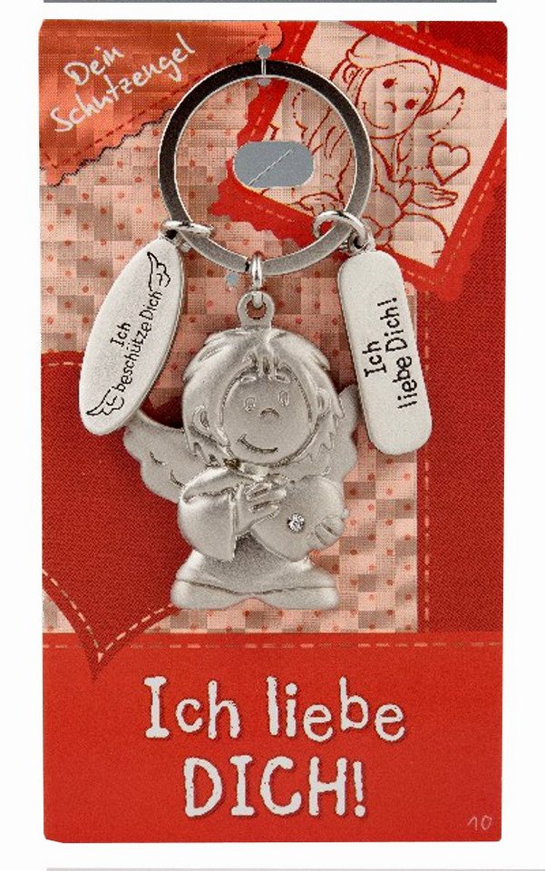 Depesche Schlüsselanhänger Schutzengel Engel mit Spruch "Ich beschütze Dich" Ich liebe Dich, Metall, ca. 4 x 3 cm, blau