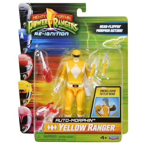 Power Rangers Mighty Morphin Auto-Morphin Yellow Ranger Actionfigur mit Power-Dolchen und Blade Blaster, gelb