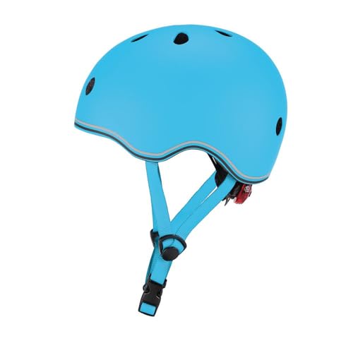 Globber Unisex Jugend Casque Junior Go Up-Sky Blue Kinderhelm, hellblau, Taille XXS-XS, mit LED Rücklicht
