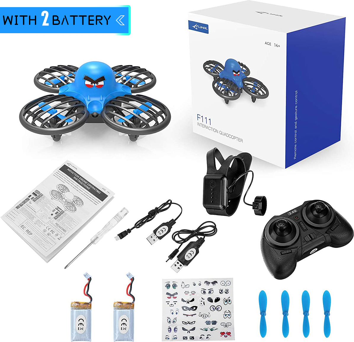 Eachine F111 Quadrocopter Drohne, Mini Drohne mit Schwerkraftsensor-Fernbedienung und bunten Aufklebern