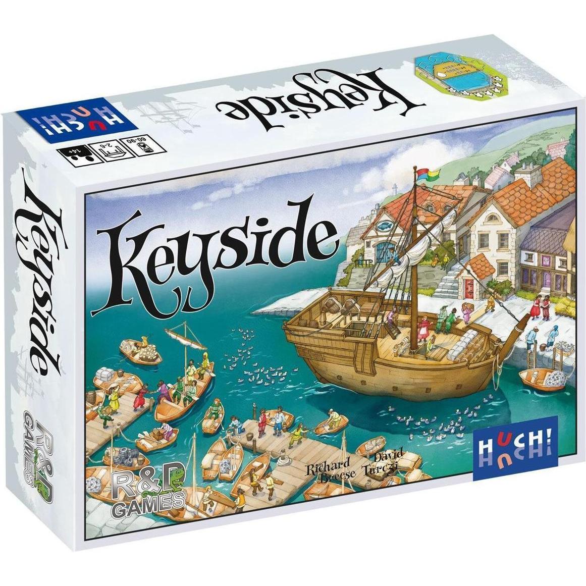 Huch 883780 Keyside, Brettspiel mit Würfelmanipulation und Arbeitereinsatz, Deutsch/Englisch