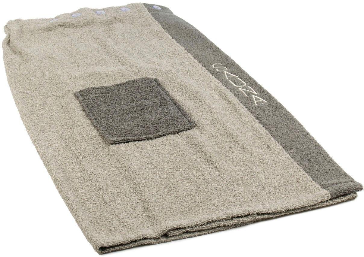 Gözze Kilt Sauna Sarong, 100% Baumwolle, verstellbare Knöpfe, Bestickung