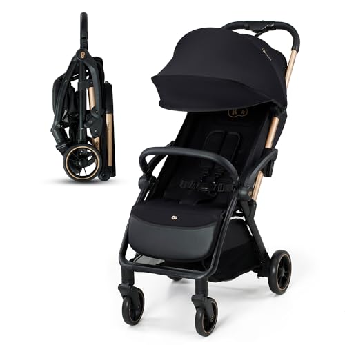 Kinderkraft APINO Buggy bis 22 kg, Liegebuggy, Leicht - 7,5kg, Schwarz, Automatisches zusammenklappen, Verstellbare Rückenlehne bis zur Liegeposition, ideal für Reisen
