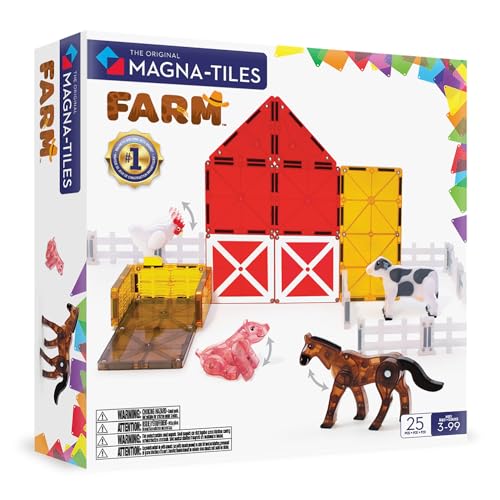 Magna-Tiles Boerderij Set, Magnetische Baukästen mit 25 Teilen für kreatives Spielen