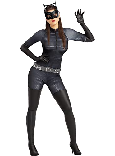 Funidelia Catwoman Kostüm für Damen, offizielles DC Comics Kostüm in Schwarz, Größe S mit Overall, Handschuhen, Augenmaske und Gürtel