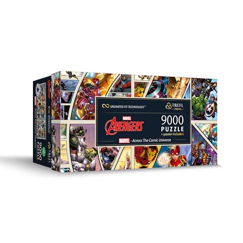 Trefl Prime - Puzzle UFT: Marvel - Across The Comic Universe - 9000 Teile, Dickste Pappe, Bio, EKO - Collage mit Superhelden - Unterhaltung für Erwachsene und Kinder ab 12 Jahren