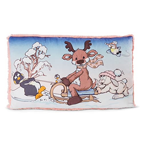 NICI 48333 Kissen Rentier Hase Meise Pingu 43x25cm Plüsch Winter Friends Green