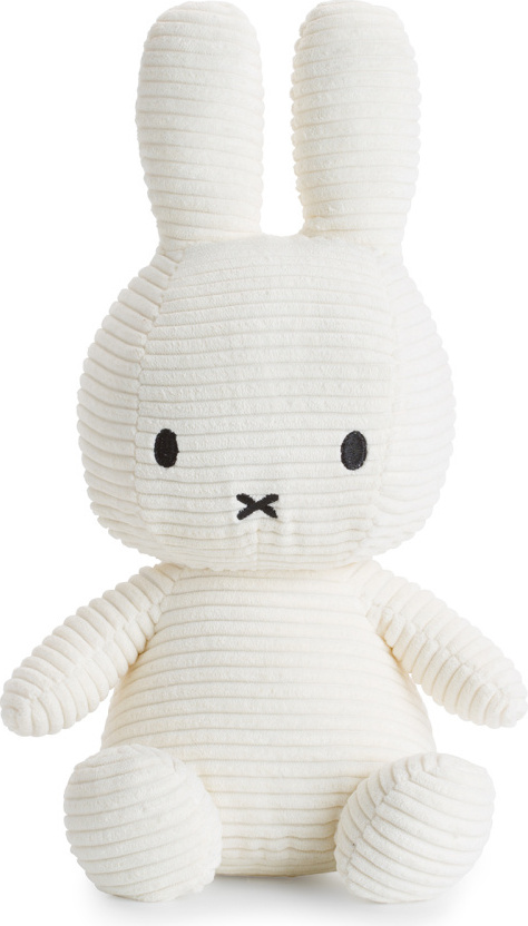 Miffy Sitting Corduroy, Kuscheltier aus 100 % recyceltem Polyester, Offwhite, 23 cm