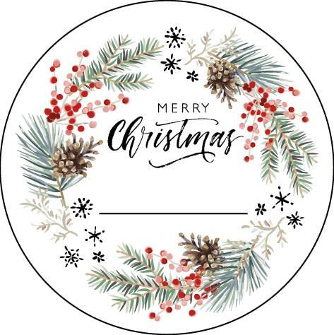 Clever-Kauf-24 48x Etiketten "Merry Christmas", runde Klebeaufkleber mit hoher Klebekraft, 4cm Durchmesser, umweltfreundlich