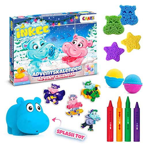 CRAZE INKEE Badespaß Adventskalender Kinder - Weihnachtskalender mit Badekugel Badekosmetik kreativer Spielzeug Kalender für Kinder - 43158