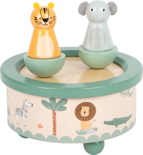 small Foot Spieluhr „Safari“, aus FSC® 100%-zertifiziertem Holz mit Tiger und Elefant, für Kinder ab 2 Jahren, Höhe 12 cm, Melodie „Twinkle Twinkle Little Star“