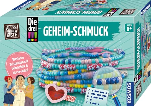 Kosmos Kreativset AllesKönnerKiste – Die drei !!! Geheim-Schmuck, Bastelset für Morsecode Armbänder und -Ketten mit Schritt-für-Schritt Anleitung