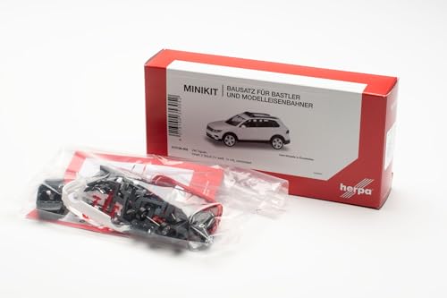 Herpa Modellbausatz MiniKit VW Tiguan, 2er Set, Maßstab 1:87, Rot-Weiß, Sammlerstück aus Kunststoff mit Warnbalken