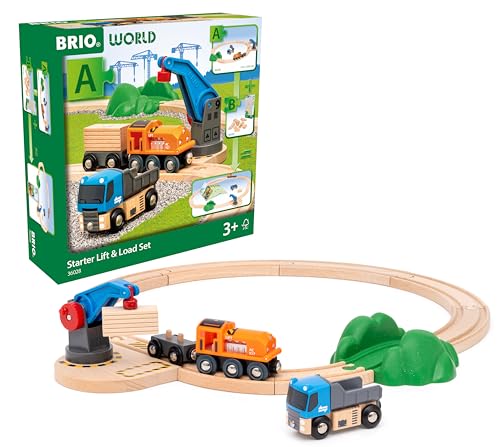BRIO® Spielzeug-Eisenbahn BRIO® WORLD, Starterset Güterzug mit Kran A, 14-teilig, Made in Europe, FSC®-zertifiziert