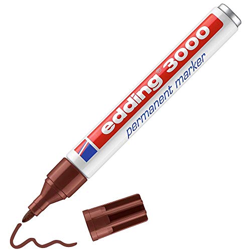 edding 3000 Permanentmarker - braun - 1 Stift - Rund-Spitze 1,5-3 mm - schnell trocknender Permanent Marker - wasserfest, wischfest - für Karton, Kunststoff, Holz, Metall - Universalmarker