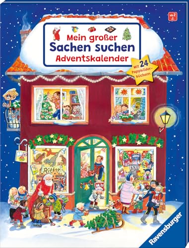 Ravensburger Spielzeug-Adventskalender Mein großer Sachen suchen Adventskalender, 24 Mini-Pappbilderbücher für Kinder ab 2 Jahren, Weihnachtsthemen und Lieblingsmotive