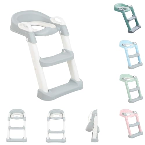 Kikkaboo Toilettenaufsatz Lea, Leiter, Toilettensitz, Griffe, Stufen verstellbar, Farbe:hellgrau