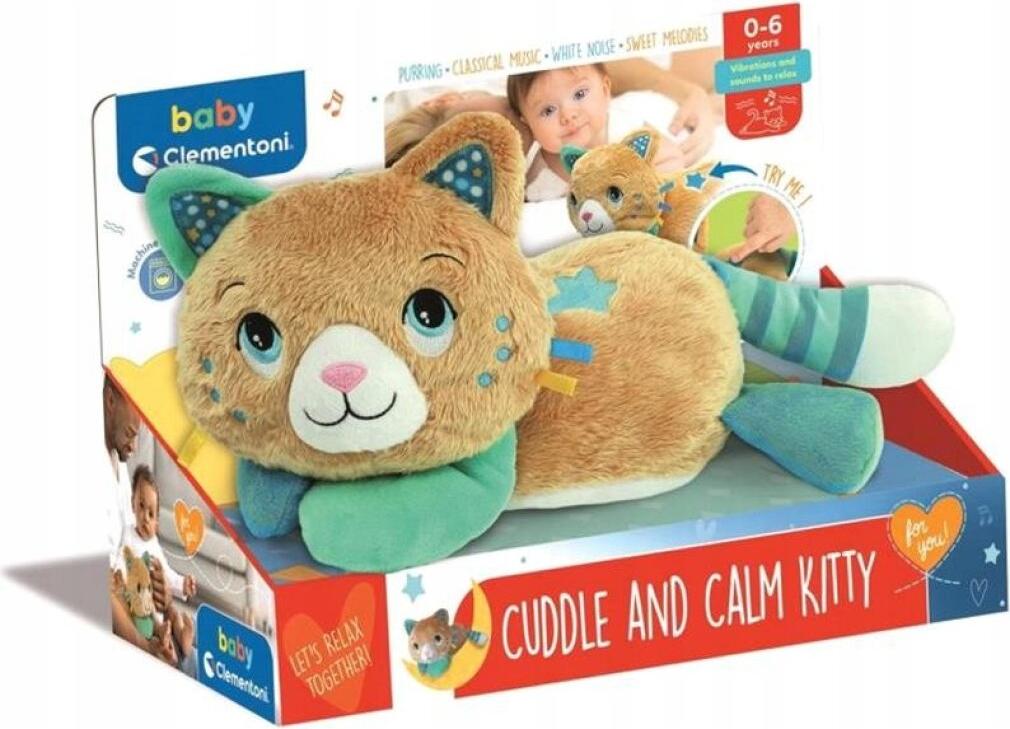 Clementoni BABY Morfeusz, Entspannendes Plüschtier mit Schnurrfunktion, 150 mm hoch, für Kinder ab 3 Jahren