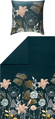 REDBEST Wendebettwäsche Biber grün-Taupe Größe 135x200 cm (80x80 cm)