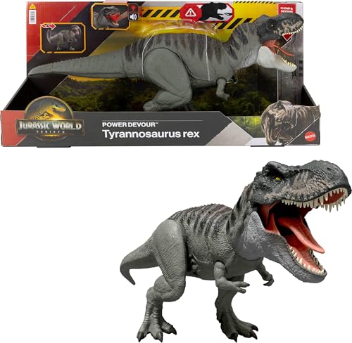 Mattel Jurassic World REBIRTH Feature T.Rex, Tyrannosaurus Rex mit Beißattacke, interaktive App-Anbindung und beweglichem Kopf