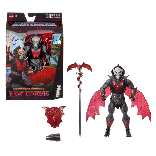 Masters of the Universe Masterverse New Etheria Hordak, Actionfigur ca. 18 cm, bewegliche Flügel, Kanonenarm, Stab und Schild, JBP85
