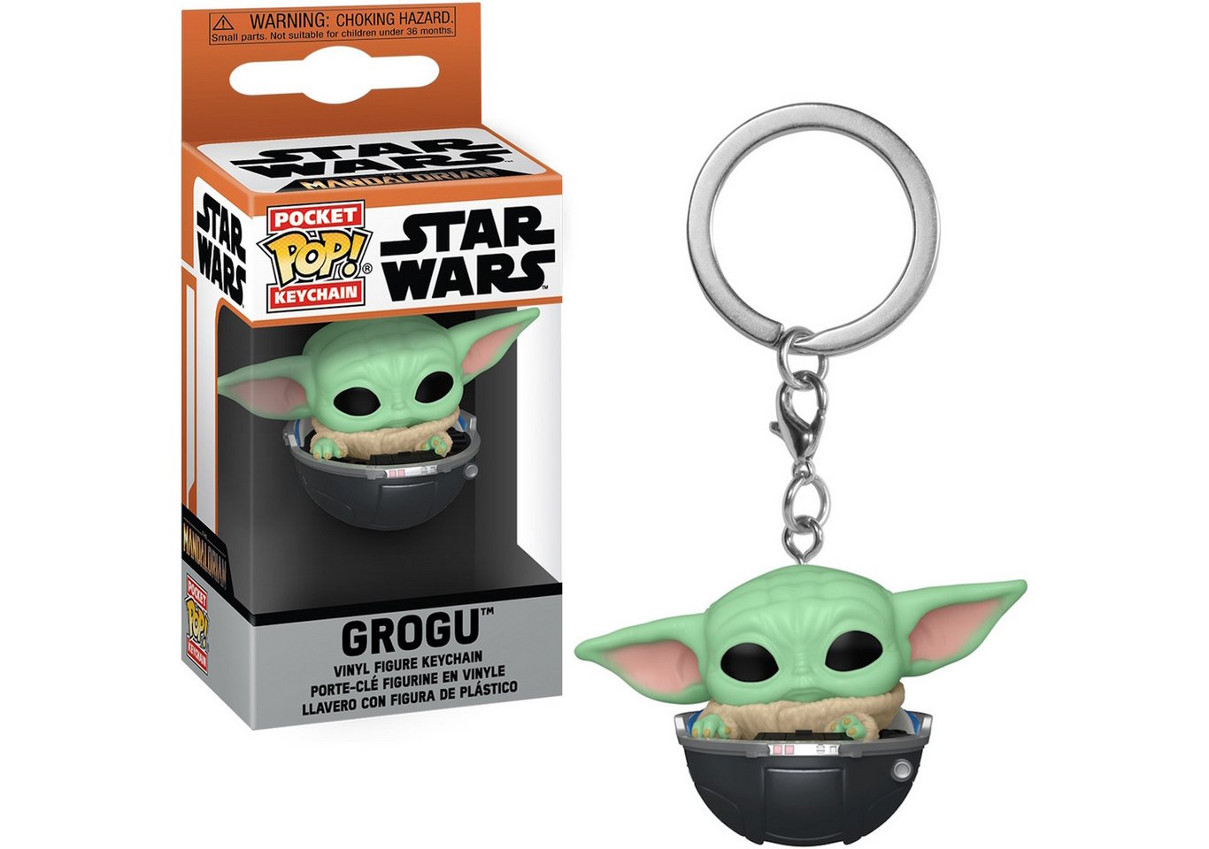 Funko Schlüsselanhänger Star Wars - The Mandalorian Grogu Keychain, Offiziell lizenziert, ca. 4cm groß, in Fenster Box