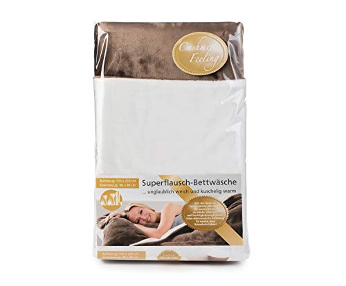 Gözze - Wendebettwäsche, Cashmere-Feeling, Bettbezug: 135 x 200 cm, Kissenbezug: 80 x 80 cm, Mikrofaser - Taupe/Wollweiß