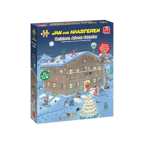 Jan van Haasteren Adventskalender 2025, Weihnachtspuzzle mit 24 x 54 Teilen aus recyceltem Karton, festliche Szenen für Erwachsene