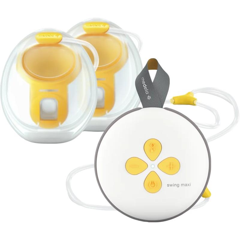 Medela Swing Maxi™, elektrische doppelte Milchpumpe, handsfree, grau-transparent-gelb, mit Medela Family App, 9 Saugstufen, 1,5 Stunden Akkulaufzeit