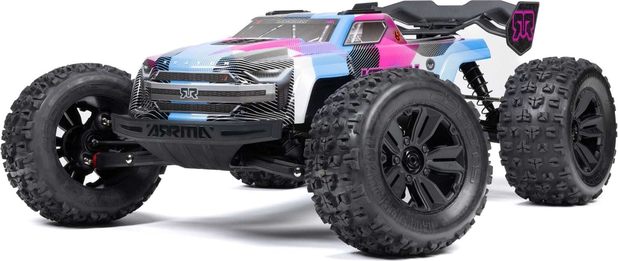 Arrma 1/8 KRATON 6S V6 4X4 BLX Brushless Monster Truck RTR - 105 km/h, EXB-Upg. Blau-Pink