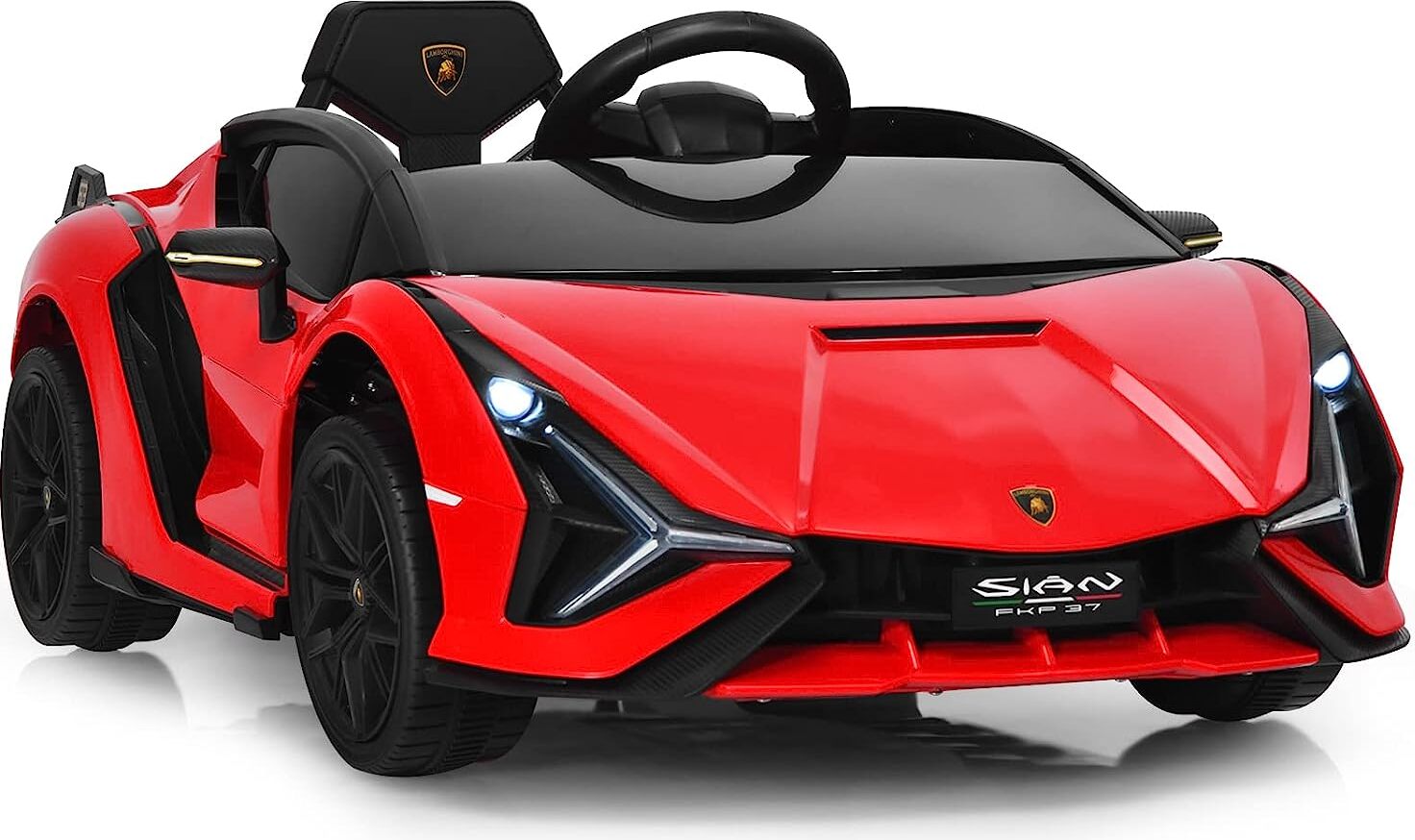 GOPLUS Kinder Elektroauto Lamborghini, Kinderauto mit Fernbedienung, Bluetooth, USB, Hupe & Musik (Rot)