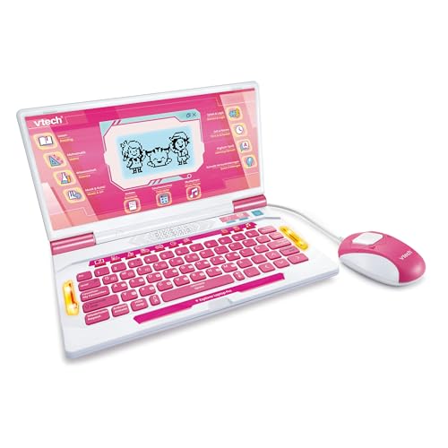 VTech Explorer Laptop Pro pink, Lernspiel-Laptop mit 164 Spielen, QWERTZ-Tastatur und bilingualem Modus
