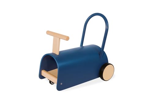 PINOLINO Enzo Kinder Lauflernwagen und Rutschauto, Holz, attraktives Blau, für Kleinkinder ab 1 Jahr