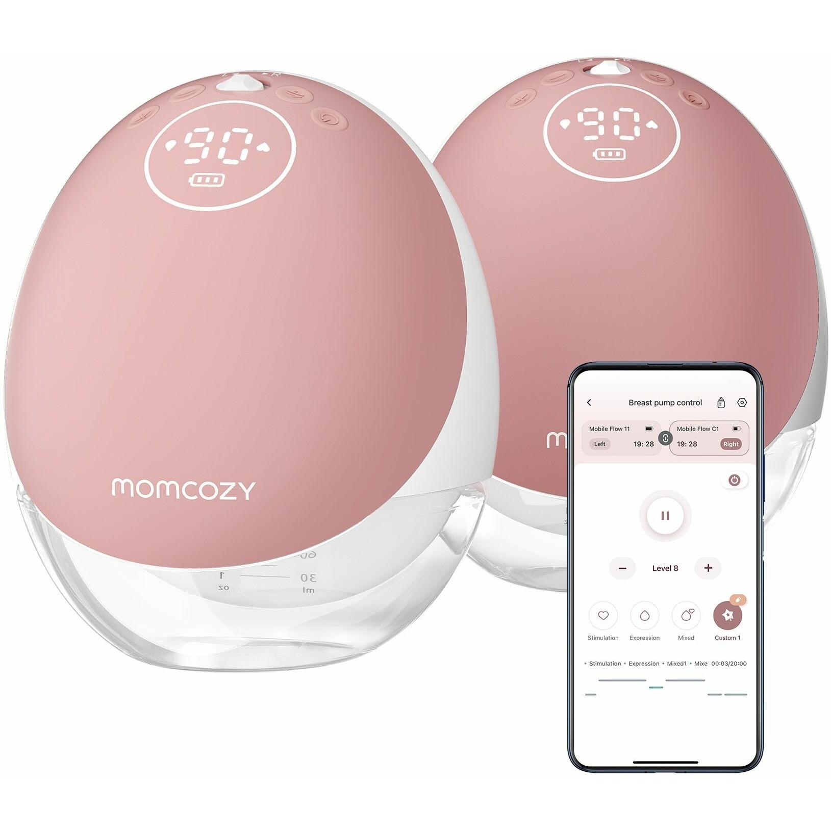 Momcozy M9 Mobile Breast Pump Double, tragbare Milchpumpe mit 3 Modi und Silikondiagramm, diskretes Design