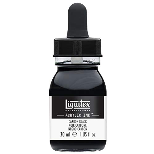 Liquitex Ink Professional, flüssige Acrylfarbe Karbonschwarz, 30ml, hochpigmentierte Airbrush-Tusche, wasserfest und lichtecht