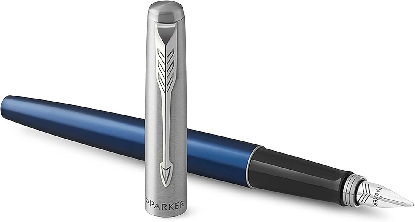 Parker Füllhalter Jotter Core, Edelstahl Gold - Chromzierteile Feder M Geschenkbox - Zeitloses Design und überragende Schreibpräzision