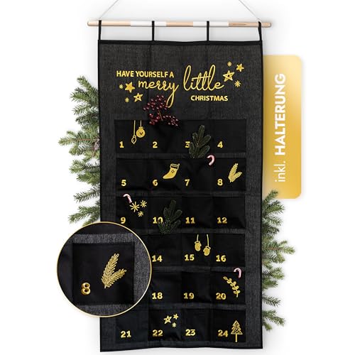 AMARI ® Adventskalender zum Befüllen Schwarz/Gold - XXL Wandkalender