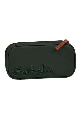 satch Schlamperbox extra groß inkl. Trennfach Reißverschlussfach Stiftehalter Geodreieck Sichtfenster für Stundenplan Nordic Forest Green - Dunkelgrün Federmäppchen mit nachhaltigen Materialien