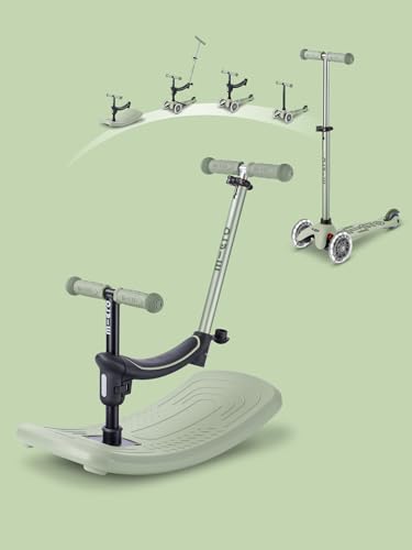 MICRO mini micro Deluxe Rock & go LED, 6-in-1 Scooter für Kinder von 1 bis 6 Jahren, olive sage