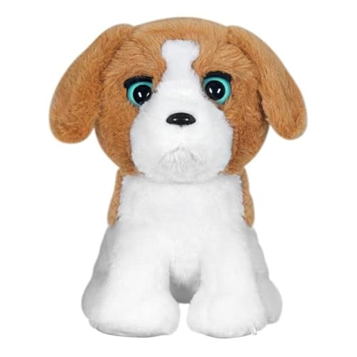 Besttoy Interaktiver Plüschhund, 30 cm, reagiert auf Berührungen, mit Schlafaugen, inkl. Leckerlies und Bürste, Geräuscheffekte