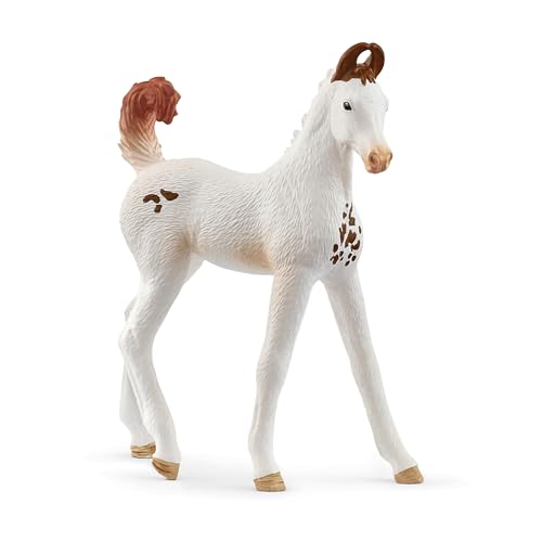 Schleich Marwari Fohlen (14896) - weiß mit brauner Scheckung, 7 x 2,6 x 8,4 cm, Teil der Horse Club Reihe