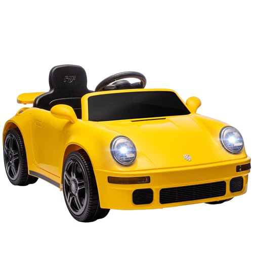 AIYAPLAY 12V Kinder Elektroauto RUF CTR "Yellowbird", mit 2,4 GHz Fernbedienung, 2 Motoren, Softstart, MP3-Player und LED-Leuchten, für 3-6 Jahre, Gelb