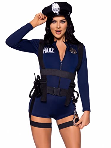 Leg Avenue Handcuff Hottie, Sexy Polizistenkostüm für Frauen, 6-teilig, Größe L