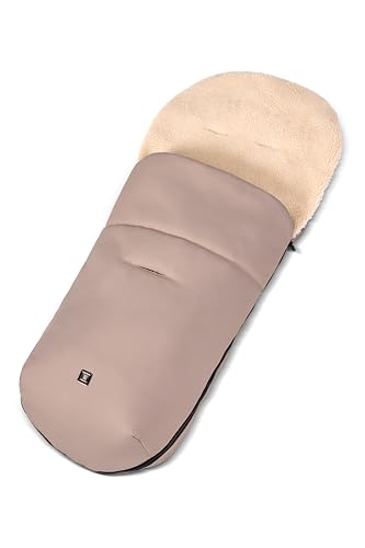 MOON PREMIUM Fußsack sand, vielseitig einsetzbar mit herausnehmbarem Teddyfell-Innenfutter für ganzjährige Nutzung