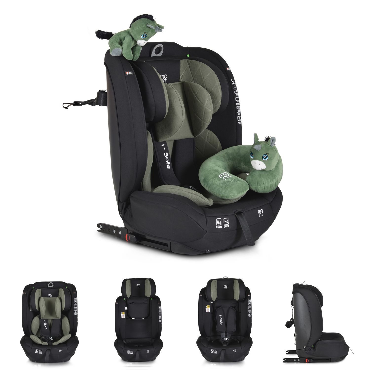 Moni Autokindersitz Kindersitz i-Size i-Safe, bis: 36 kg, (76-150cm) Isofix, Top Tether, 13-fach verstellbar, wählbar in verschiedenen Farben